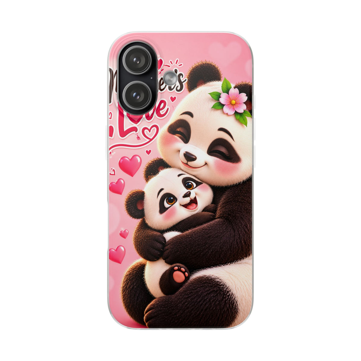 Cute Panda Mom & Baby Phone Case — "Mom Loves" Protective Flexi Case